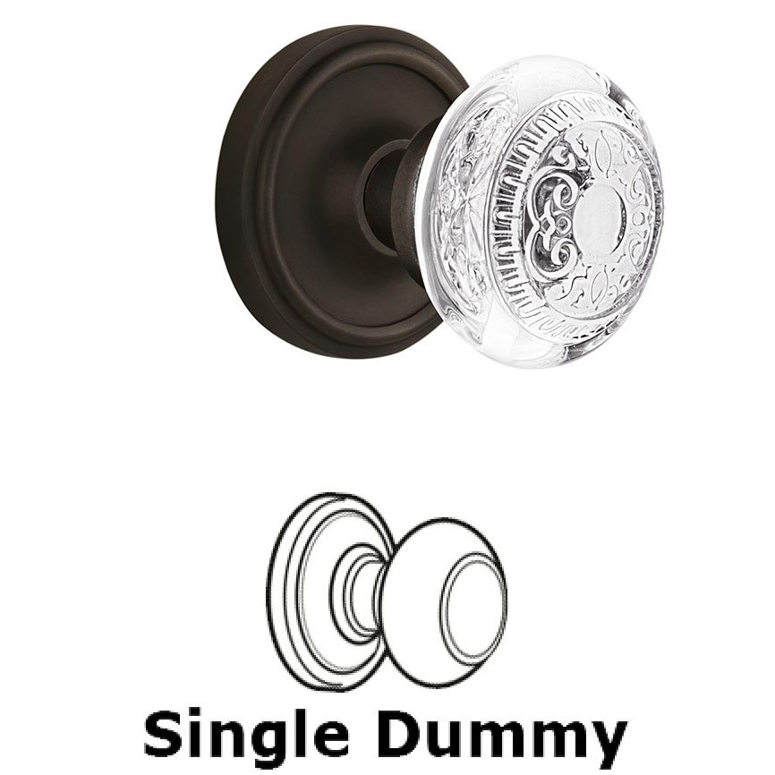 Single Dummy Classic Rosette With Crystal Egg & Dart Knob in Oil-Rubbed Bronze