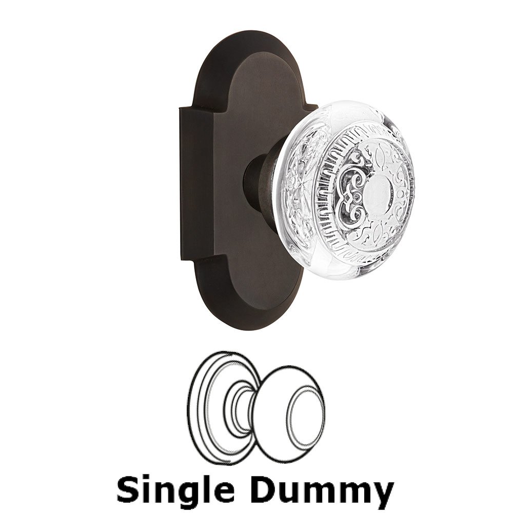 Single Dummy - Cottage Plate With Crystal Egg & Dart Knob in Oil-Rubbed Bronze