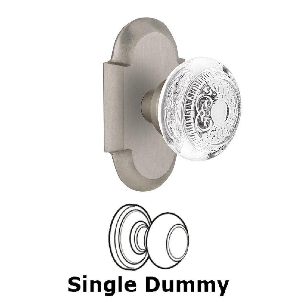 Single Dummy - Cottage Plate With Crystal Egg & Dart Knob in Satin Nickel