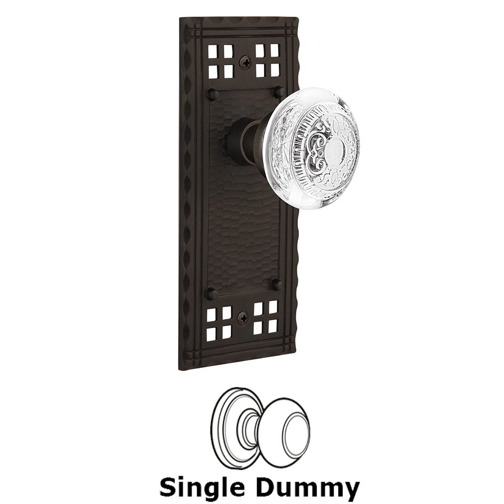 Single Dummy - Craftsman Plate With Crystal Egg & Dart Knob in Oil-Rubbed Bronze