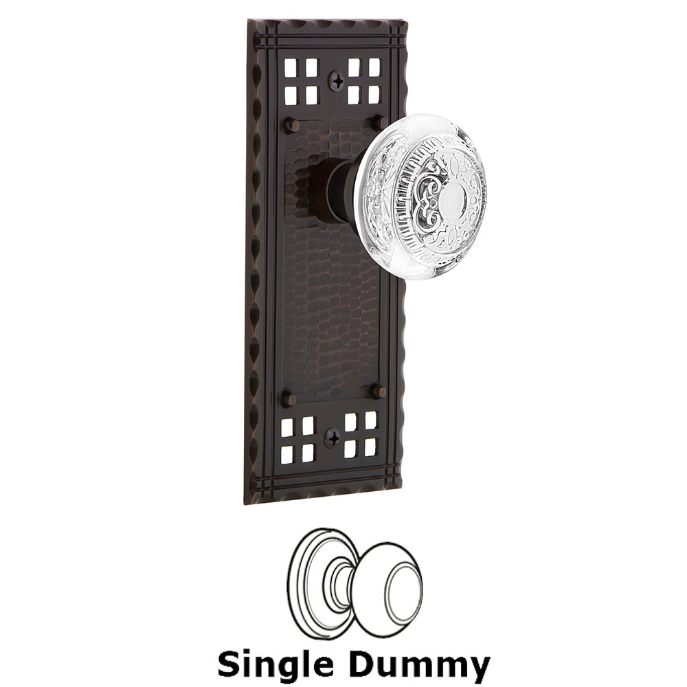 Single Dummy - Craftsman Plate With Crystal Egg & Dart Knob in Timeless Bronze