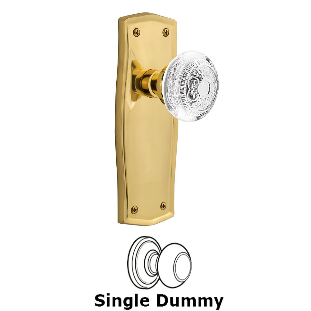 Single Dummy - Prairie Plate With Crystal Egg & Dart Knob in Unlacquered Brass