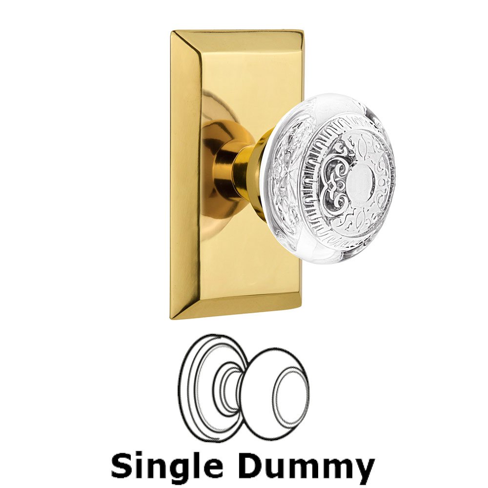 Single Dummy - Studio Plate With Crystal Egg & Dart Knob in Polished Brass