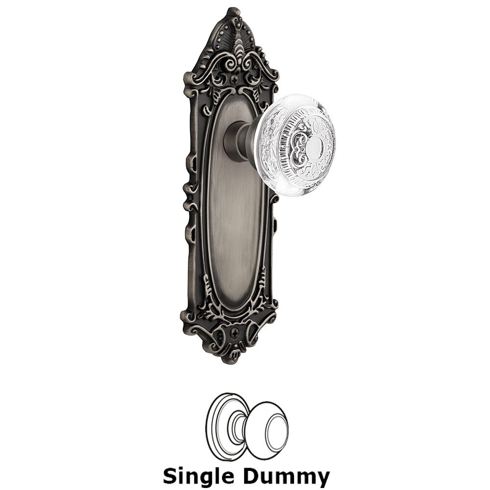 Single Dummy - Victorian Plate With Crystal Egg & Dart Knob in Antique Pewter