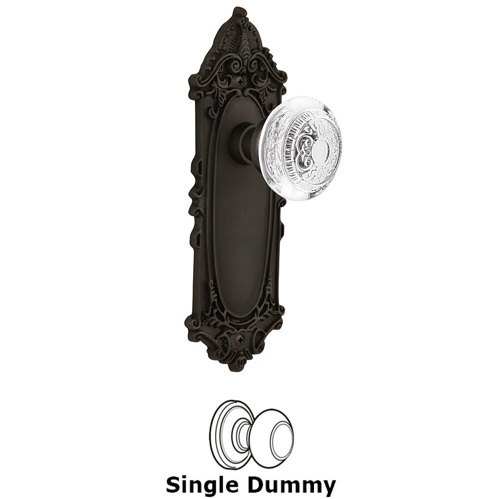 Single Dummy - Victorian Plate With Crystal Egg & Dart Knob in Oil-Rubbed Bronze