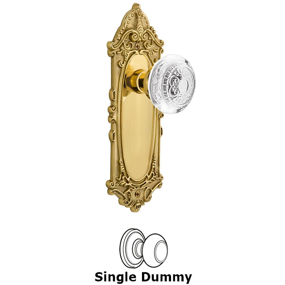 Single Dummy - Victorian Plate With Crystal Egg & Dart Knob in Polished Brass