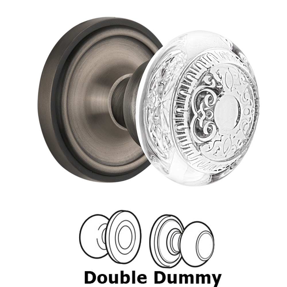 Double Dummy Classic Rosette With Crystal Egg & Dart Knob in Antique Pewter