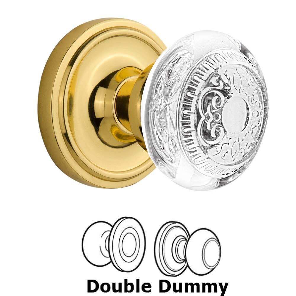 Double Dummy Classic Rosette With Crystal Egg & Dart Knob in Polished Brass