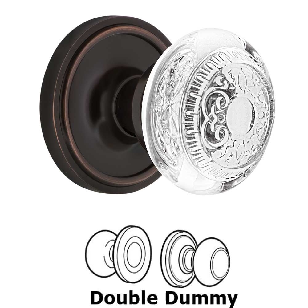 Double Dummy Classic Rosette With Crystal Egg & Dart Knob in Timeless Bronze