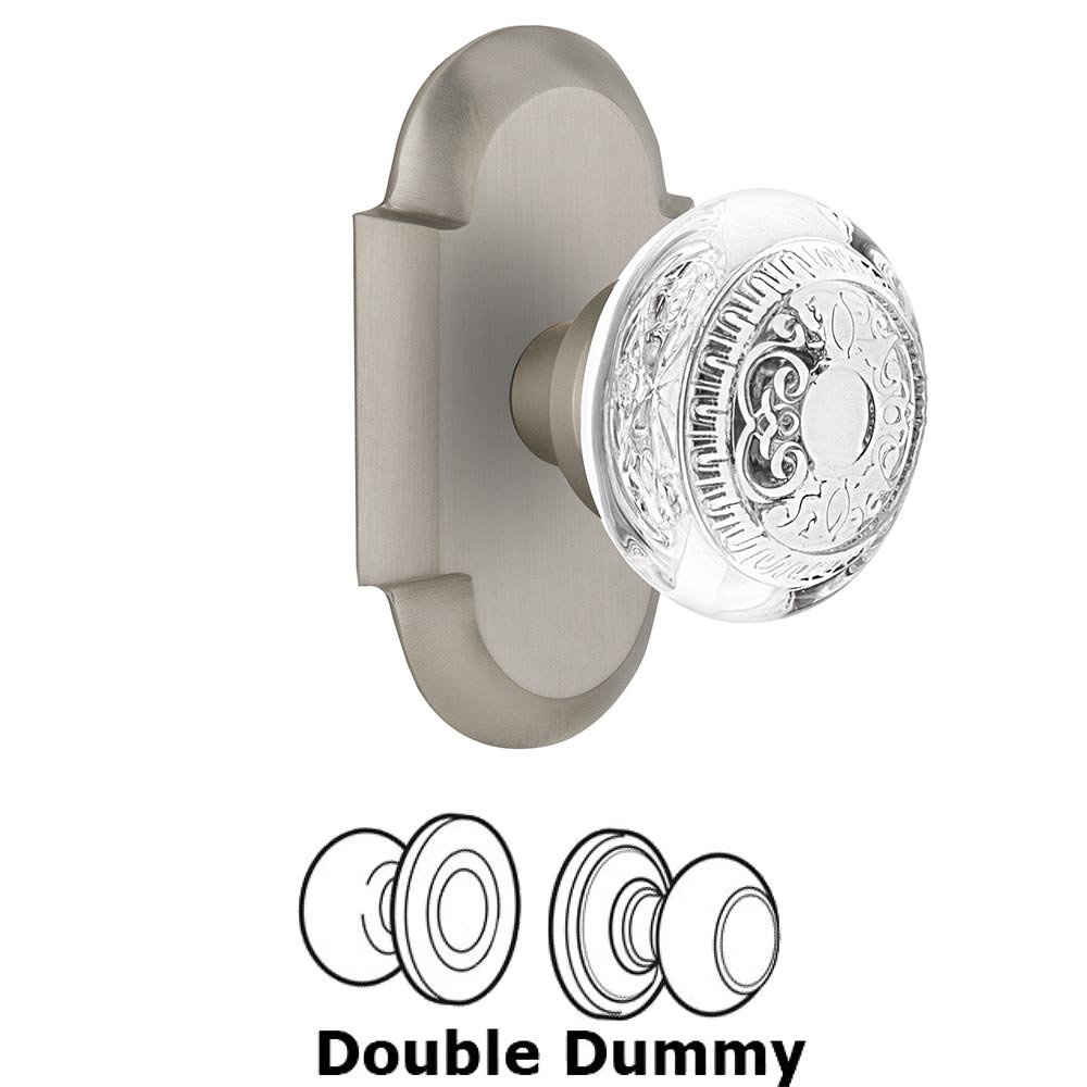 Double Dummy - Cottage Plate With Crystal Egg & Dart Knob in Satin Nickel