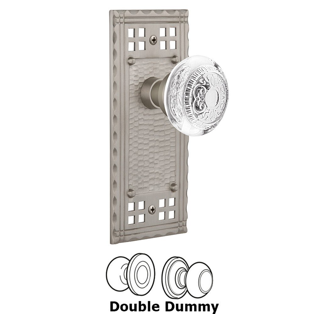 Double Dummy - Craftsman Plate With Crystal Egg & Dart Knob in Satin Nickel