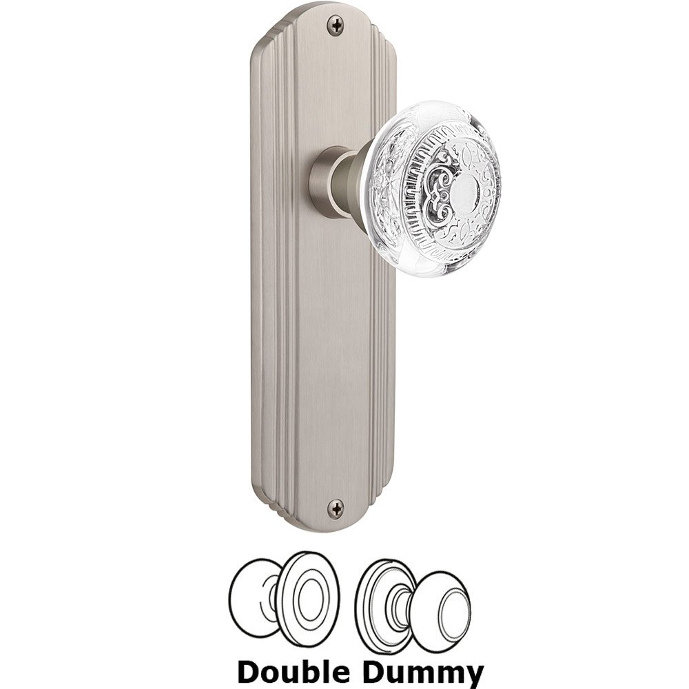 Double Dummy - Deco Plate With Crystal Egg & Dart Knob in Satin Nickel