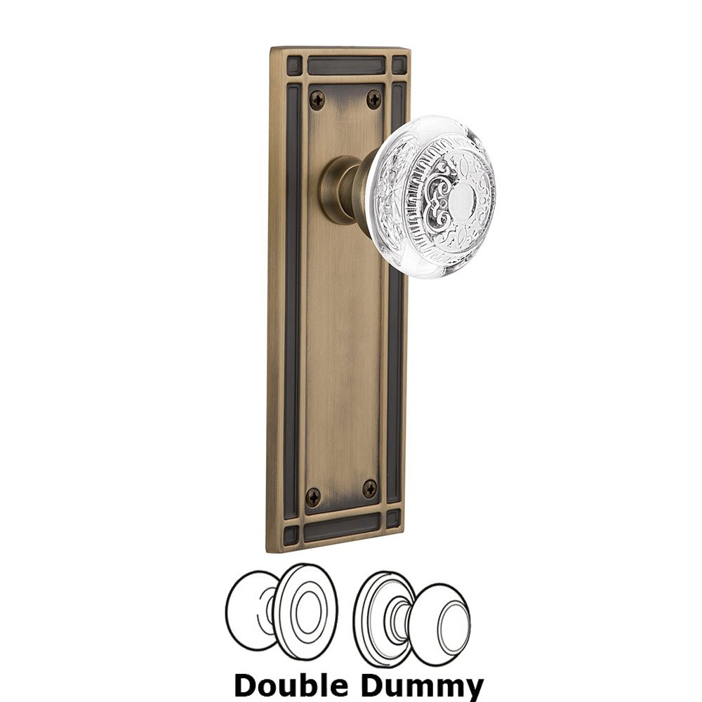 Double Dummy - Mission Plate With Crystal Egg & Dart Knob in Antique Brass