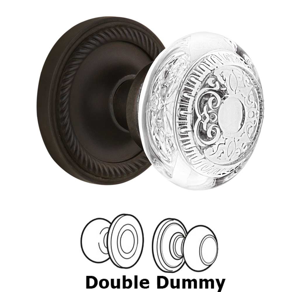Double Dummy - Rope Rosette With Crystal Egg & Dart Knob in Oil-Rubbed Bronze