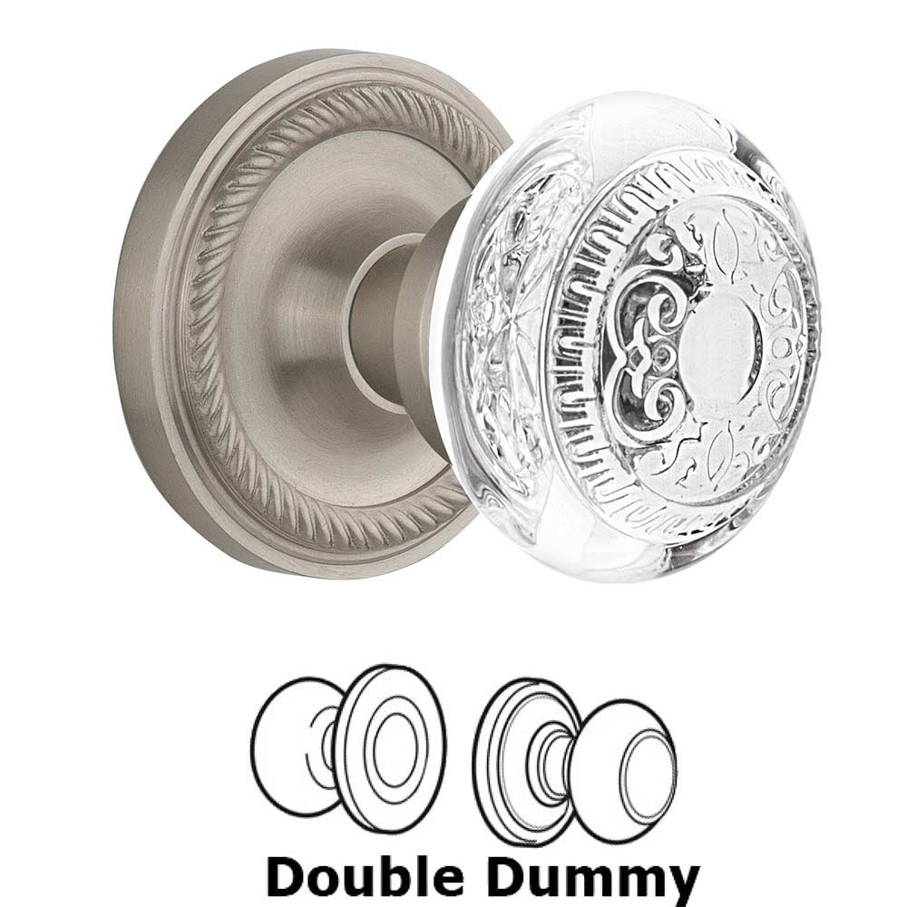 Double Dummy - Rope Rosette With Crystal Egg & Dart Knob in Satin Nickel