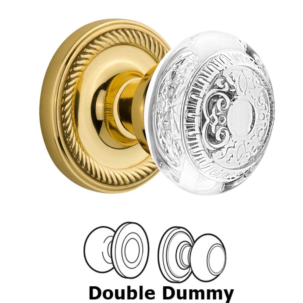 Double Dummy - Rope Rosette With Crystal Egg & Dart Knob in Unlacquered Brass