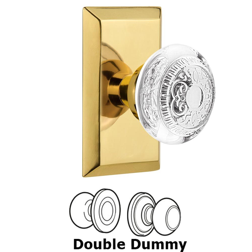 Double Dummy - Studio Plate With Crystal Egg & Dart Knob in Polished Brass