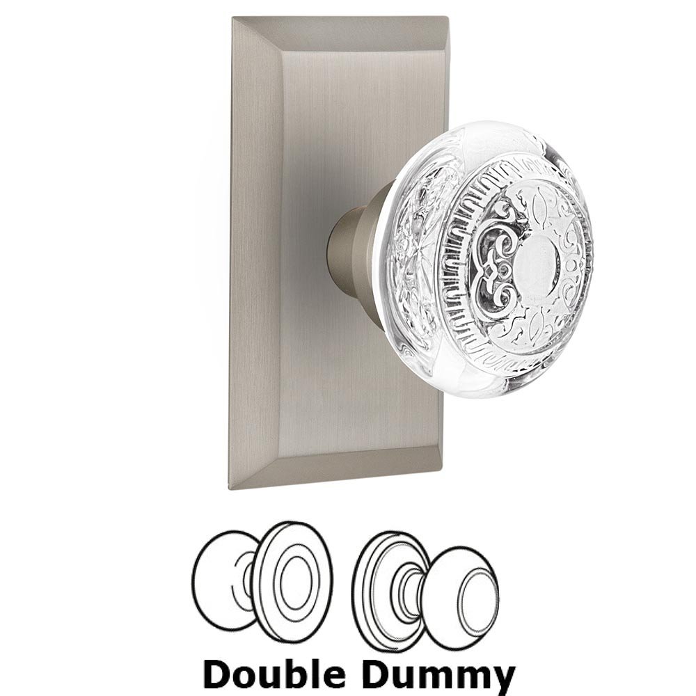 Double Dummy - Studio Plate With Crystal Egg & Dart Knob in Satin Nickel