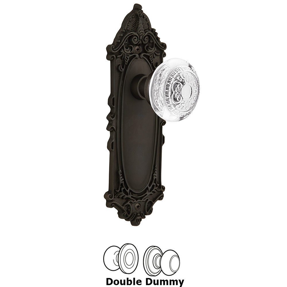 Double Dummy - Victorian Plate With Crystal Egg & Dart Knob in Oil-Rubbed Bronze