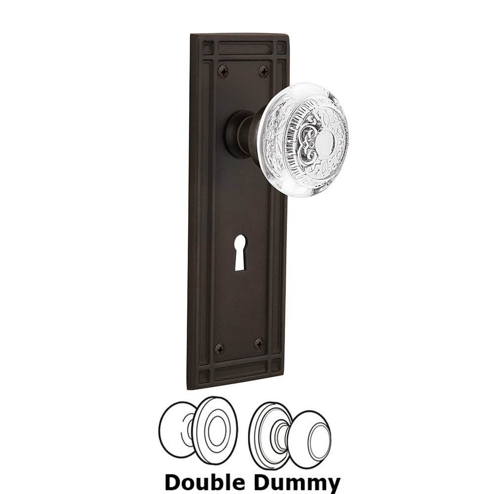 Double Dummy - Mission Plate With Keyhole and Crystal Egg & Dart Knob in Oil-Rubbed Bronze