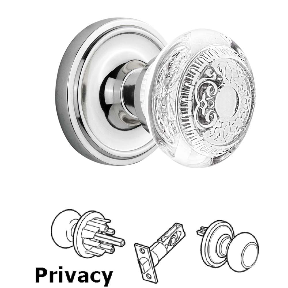 Privacy - Classic Rosette With Crystal Egg & Dart Knob in Bright Chrome