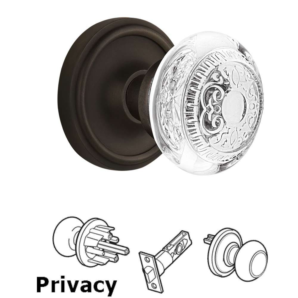 Privacy - Classic Rosette With Crystal Egg & Dart Knob in Oil-Rubbed Bronze