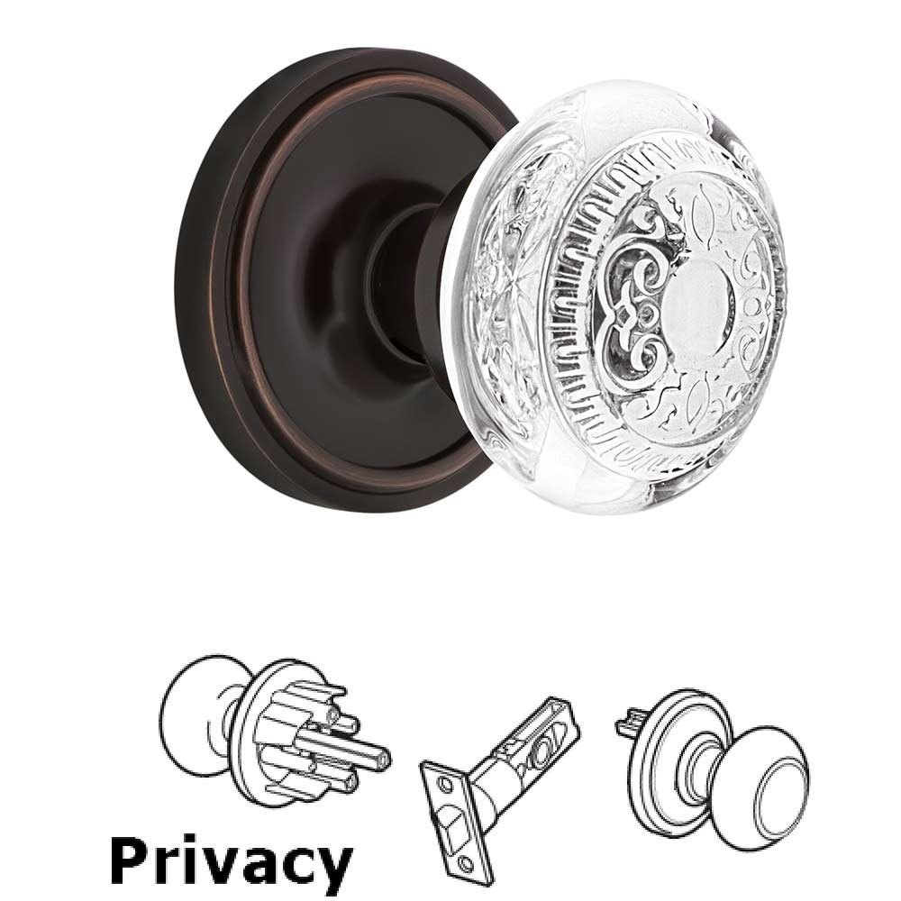 Privacy - Classic Rosette With Crystal Egg & Dart Knob in Timeless Bronze