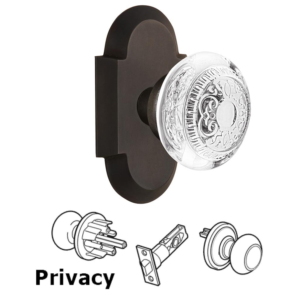 Privacy - Cottage Plate With Crystal Egg & Dart Knob in Oil-Rubbed Bronze