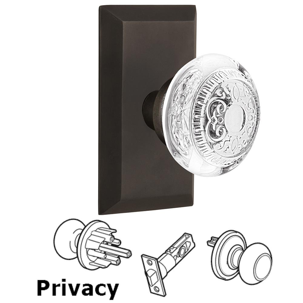Privacy - Studio Plate With Crystal Egg & Dart Knob in Oil-Rubbed Bronze