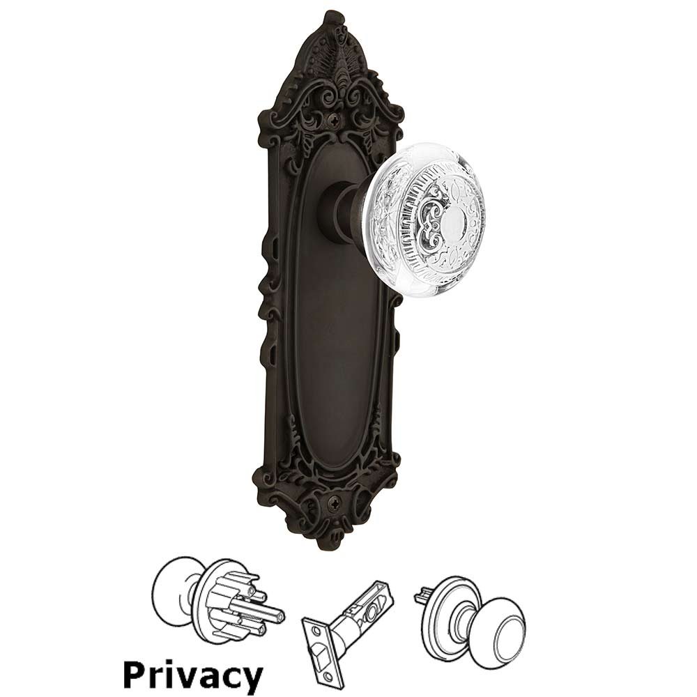 Privacy - Victorian Plate With Crystal Egg & Dart Knob in Oil-Rubbed Bronze