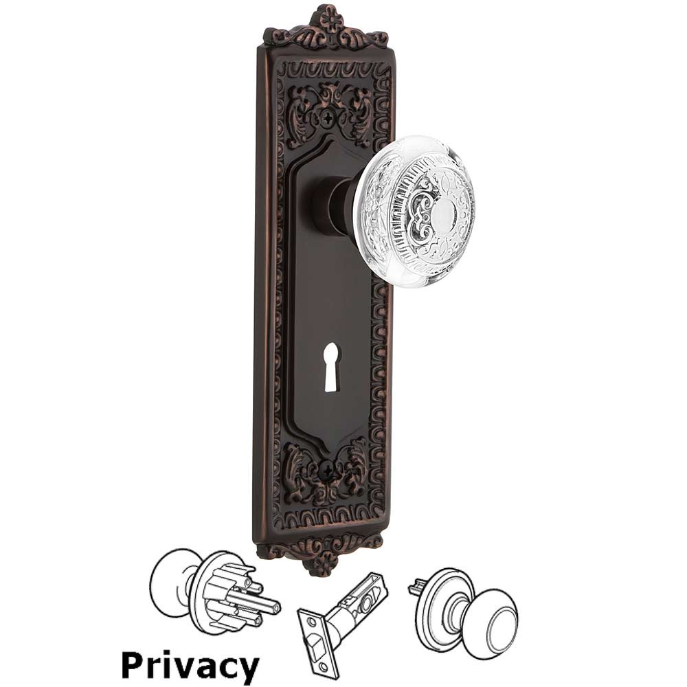 Privacy - Egg & Dart Plate With Keyhole and Crystal Egg & Dart Knob in Timeless Bronze