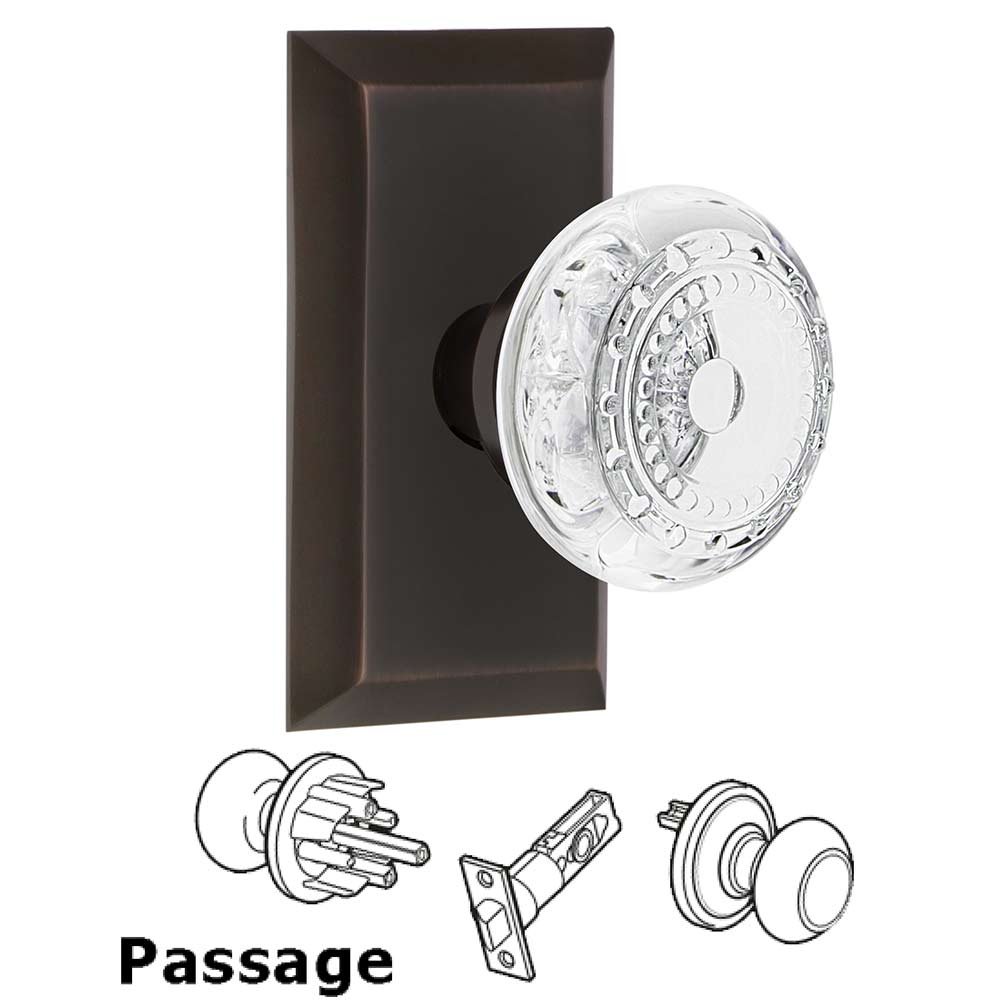 Passage - Studio Plate With Crystal Meadows Knob in Timeless Bronze