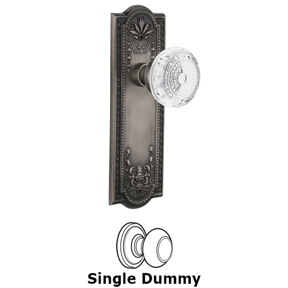 Single Dummy - Meadows Plate With Crystal Meadows Knob in Antique Pewter