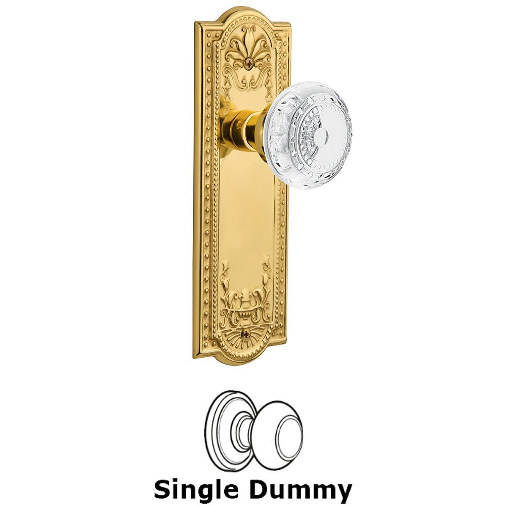 Single Dummy - Meadows Plate With Crystal Meadows Knob in Polished Brass