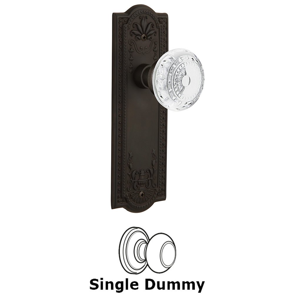 Single Dummy - Meadows Plate With Crystal Meadows Knob in Oil-Rubbed Bronze