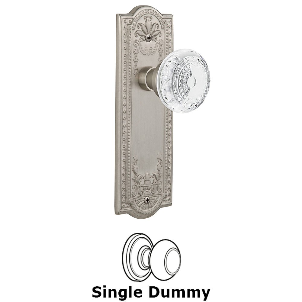 Single Dummy - Meadows Plate With Crystal Meadows Knob in Satin Nickel