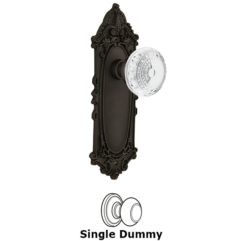 Single Dummy - Victorian Plate With Crystal Meadows Knob in Oil-Rubbed Bronze
