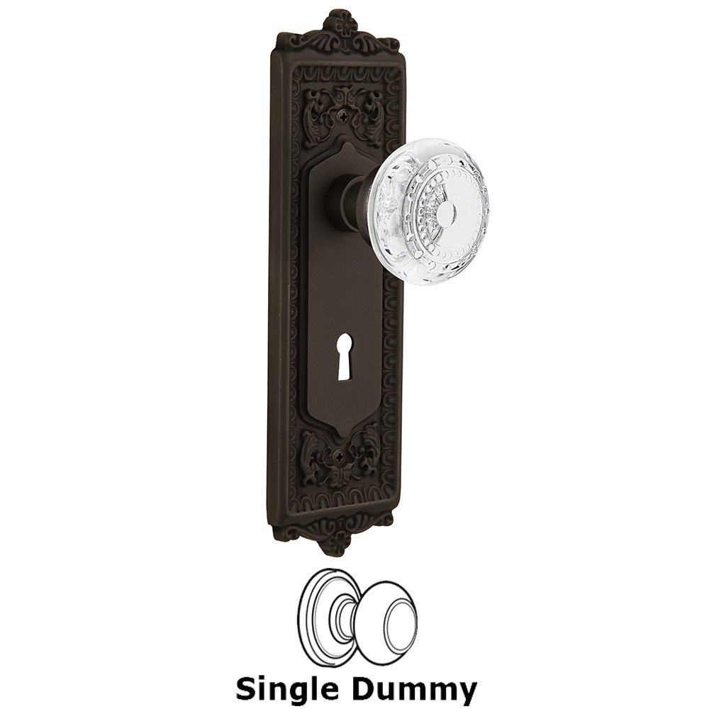Single Dummy - Egg & Dart Plate With Keyhole and Crystal Meadows Knob in Oil-Rubbed Bronze