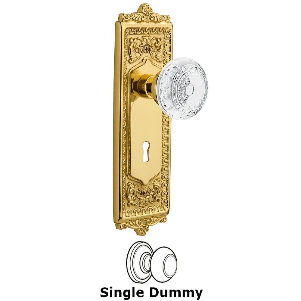 Single Dummy - Egg & Dart Plate With Keyhole and Crystal Meadows Knob in Polished Brass