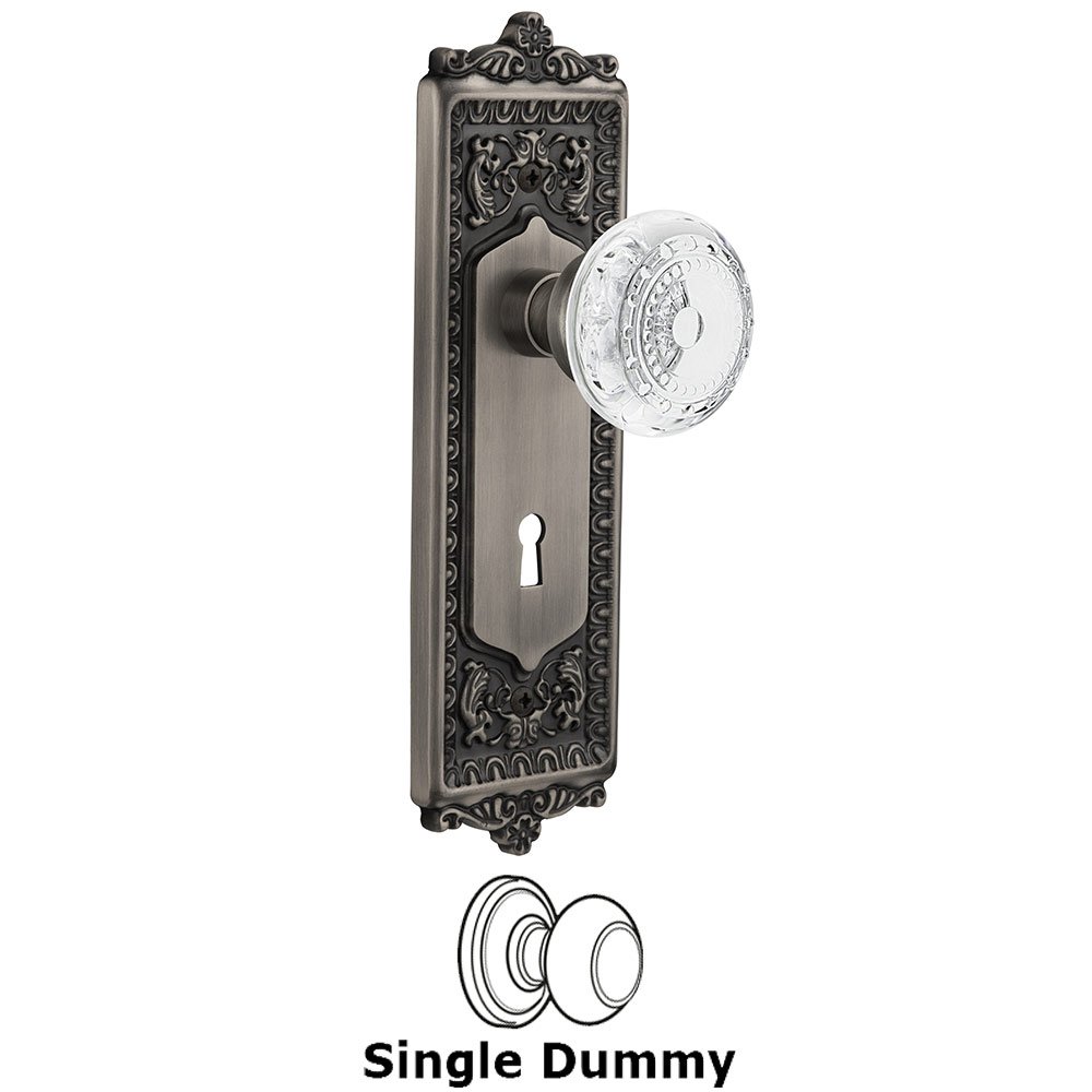 Single Dummy - Egg & Dart Plate With Keyhole and Crystal Meadows Knob in Antique Pewter