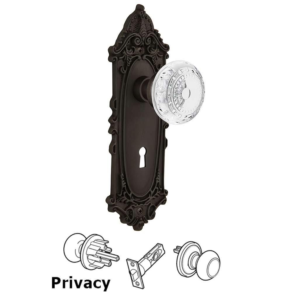 Privacy - Victorian Plate With Keyhole and Crystal Meadows Knob in Oil-Rubbed Bronze