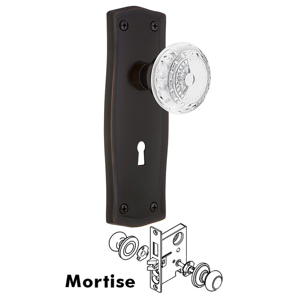 Mortise - Prairie Plate With Crystal Meadows Knob in Timeless Bronze