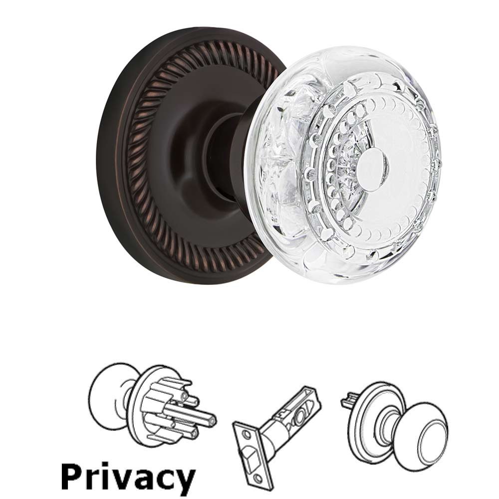 Privacy - Rope Rosette With Crystal Meadows Knob in Timeless Bronze