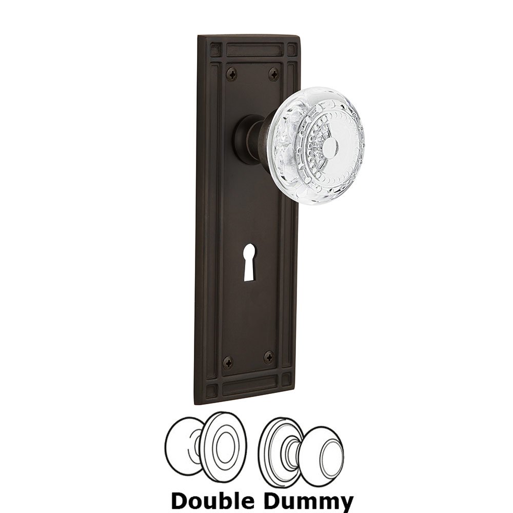 Double Dummy - Mission Plate With Keyhole and Crystal Meadows Knob in Oil-Rubbed Bronze