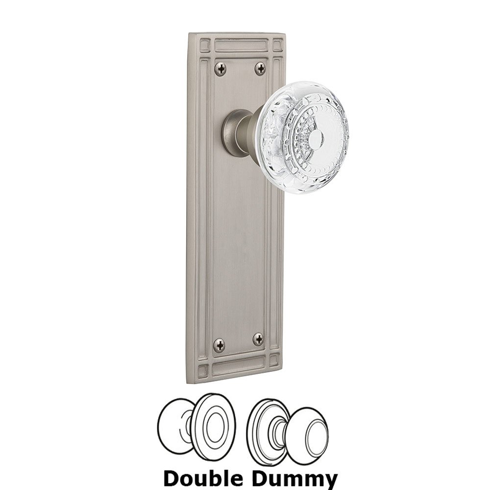Double Dummy - Mission Plate With Crystal Meadows Knob in Satin Nickel