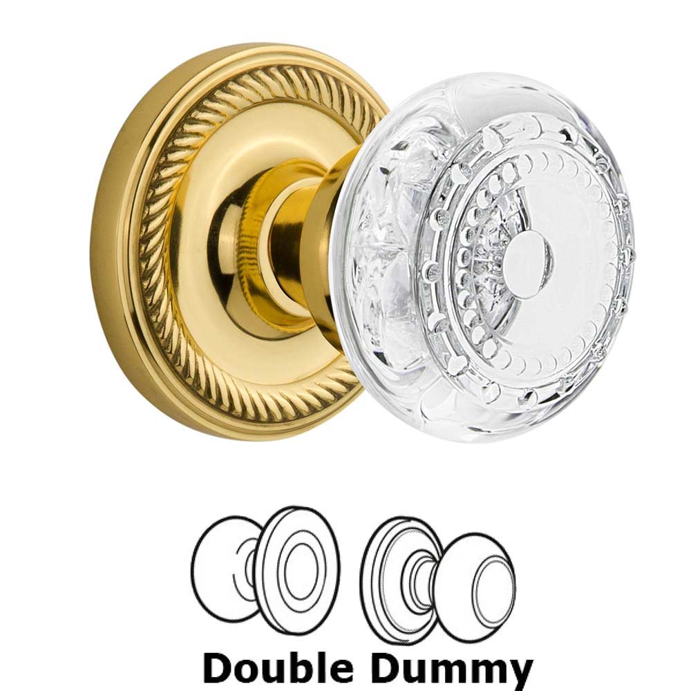 Double Dummy - Rope Rosette With Crystal Meadows Knob in Unlacquered Brass