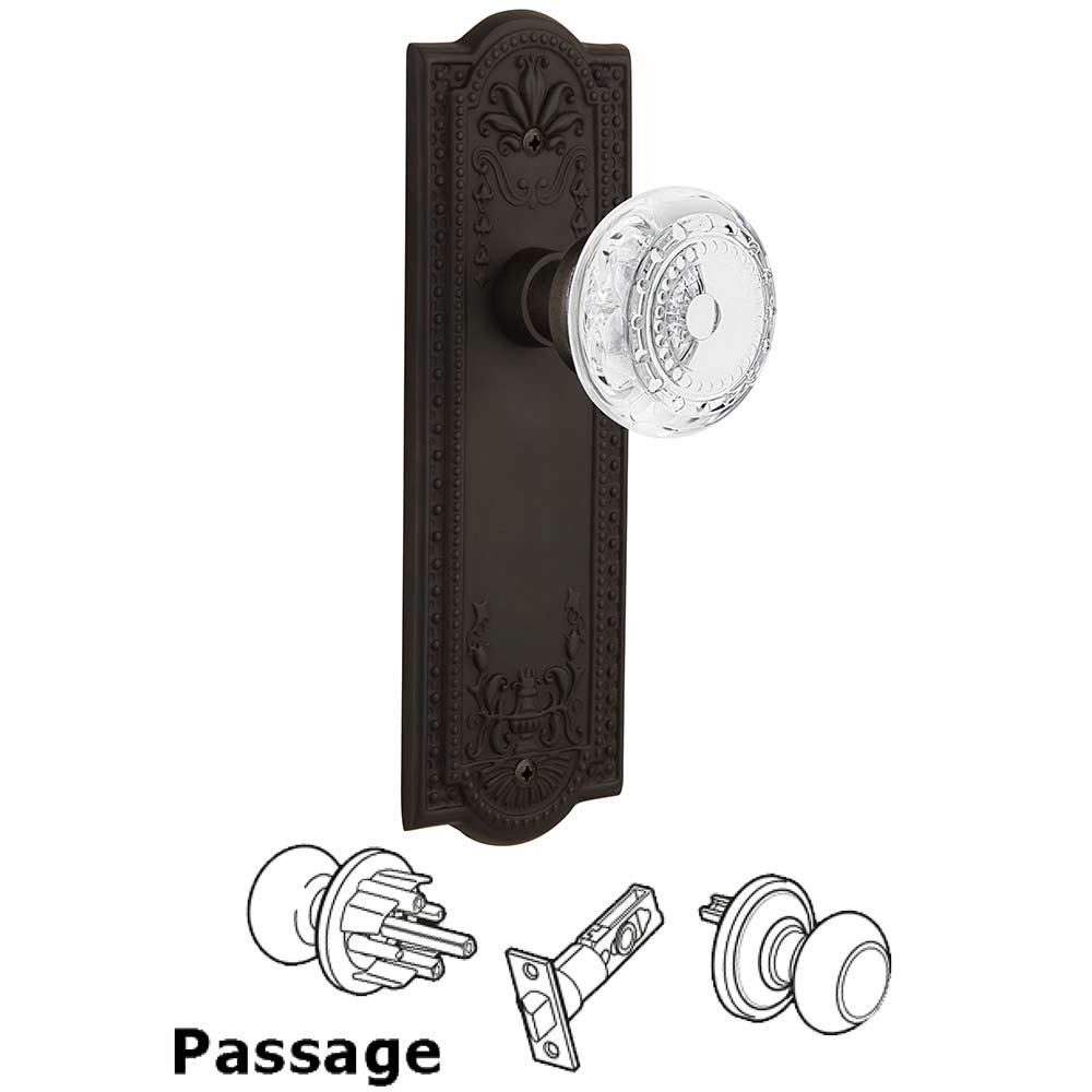Passage - Meadows Plate With Crystal Meadows Knob in Oil-Rubbed Bronze