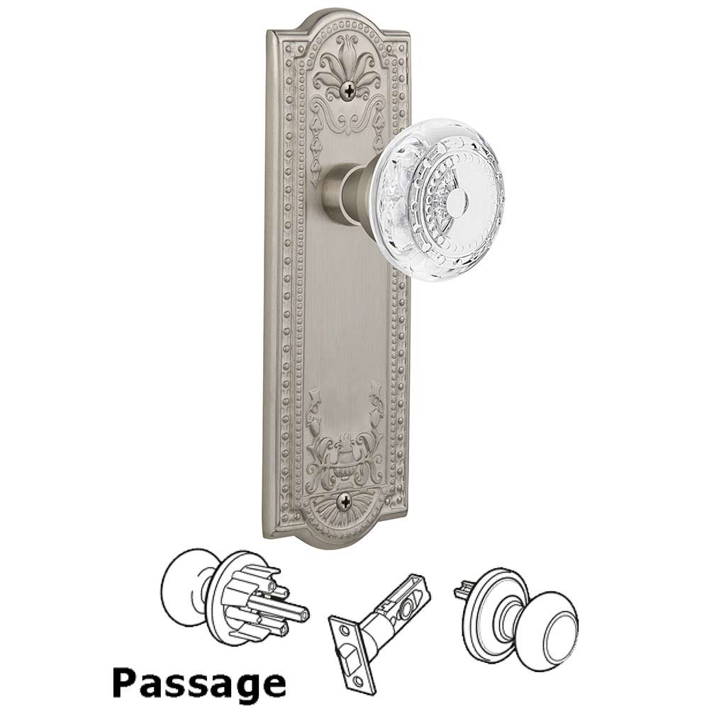 Passage - Meadows Plate With Crystal Meadows Knob in Satin Nickel