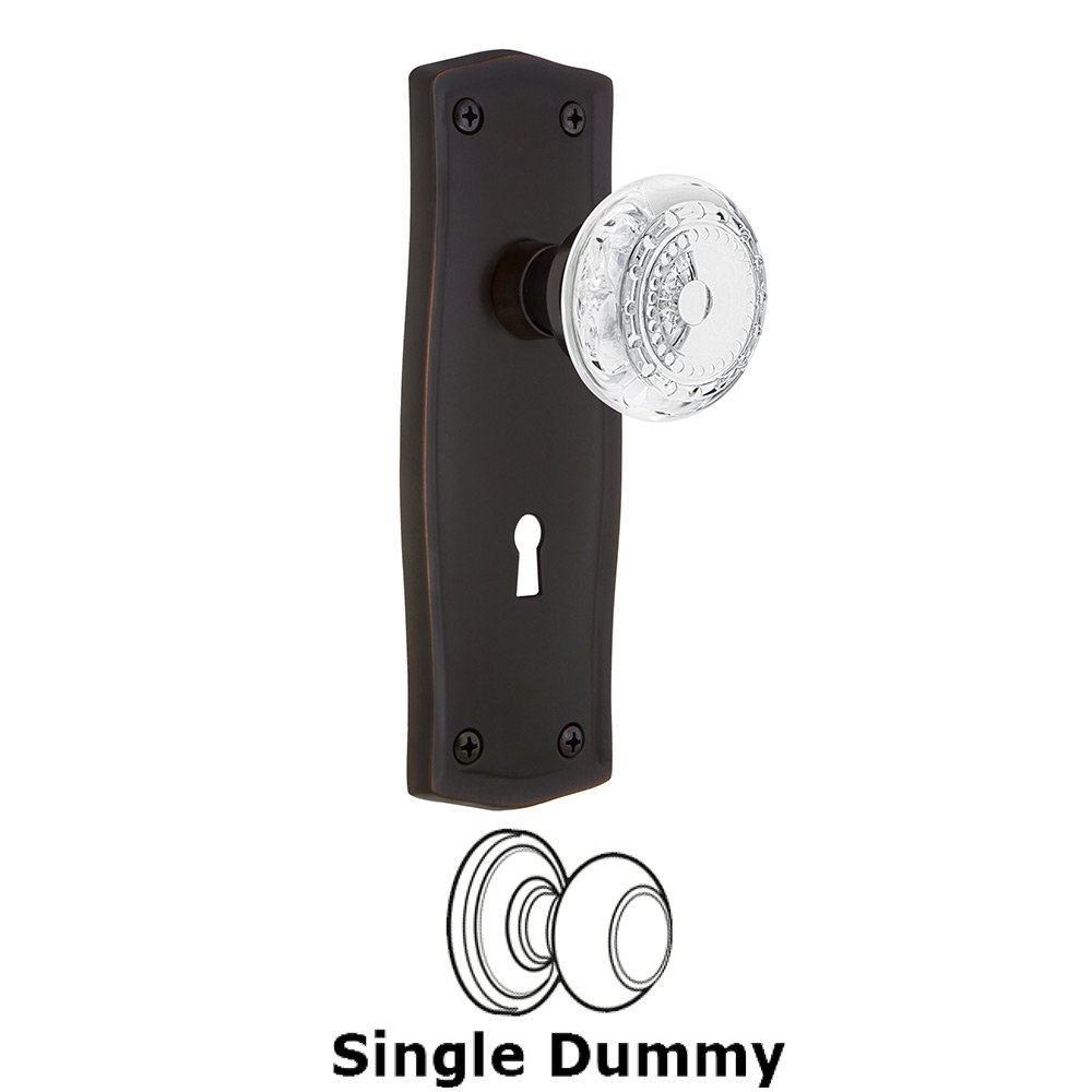 Single Dummy - Prairie Plate With Keyhole and Crystal Meadows Knob in Timeless Bronze