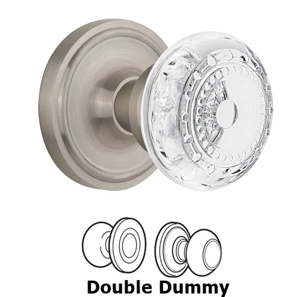 Double Dummy Classic Rosette With Crystal Meadows Knob in Satin Nickel